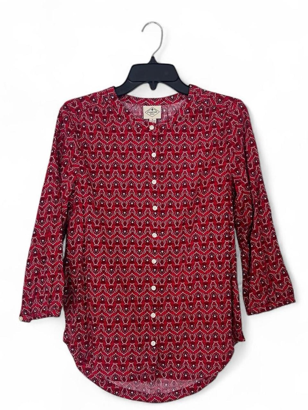 St. John's Bay Red Floral-Print Button Front Blouse